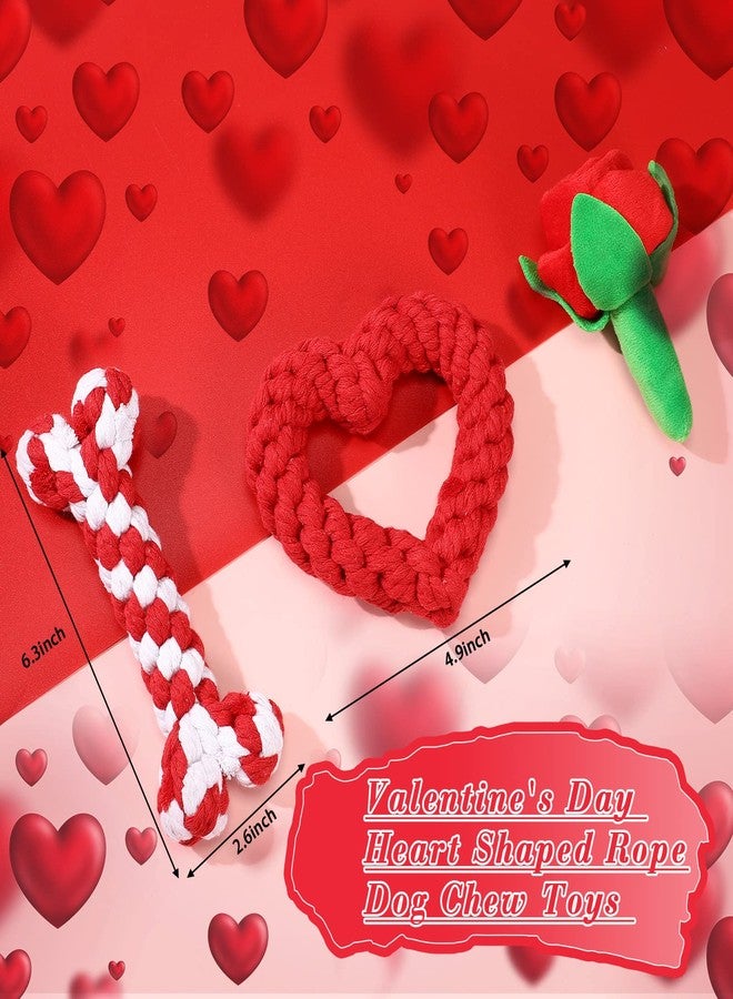 LEIFIDE Valentine's Day Dog Chew Toys Bandana Set 4 Pack Valentines Day Rose Dog Toy Squeaky Plush Toy Heart Shaped Dog Rope Toy Dog Cotton Pet Rope Toys for Small Medium Large Dogs Pet Supplies - Image 4